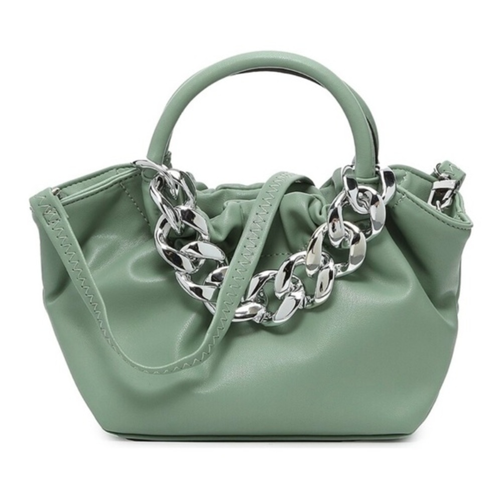 Mix No 6 keychain detail scrunch mini tote Alien green 6 x 7.5 x 4.75 NWT